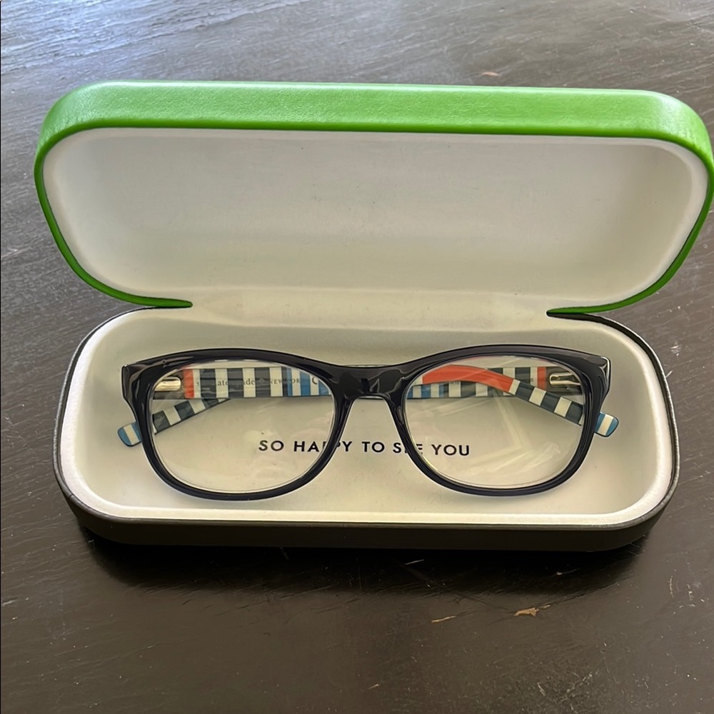Kate Spade Women’s Letti Rectangular Reading Glasses +1.0 with Striped Temples